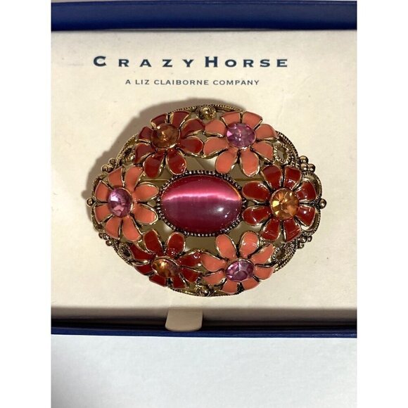 Crazy Horse by Liz Claiborne Floral Brooch Pin - Picture 1 of 5